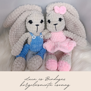 Luca és Bendegúz plüss nyuszi horgolásminta csomag amigurumi  - Meska.hu