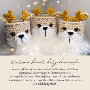 Szarvas tároló kosár horgolásminta - diy (csináld magad) - szabásminta, útmutató - horgolási minta - Meska.hu