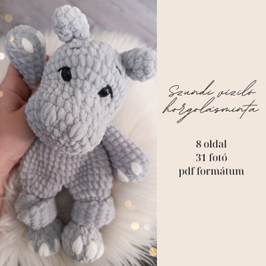 Szundi plüss víziló horgolásminta amigurumi - diy (csináld magad) - szabásminta, útmutató - horgolási minta - Meska.hu
