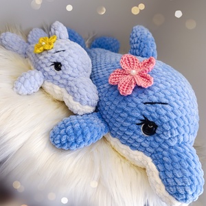 Korall és Luna horgolt plüss delfin horgolásminta amigurumi , DIY (Csináld magad), Szabásminta, útmutató, Horgolási minta, Horgolás, MESKA