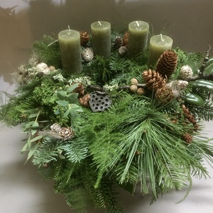 Natúr erdeifenyő adventi koszorú - karácsony - adventi díszek - adventi koszorú - Meska.hu