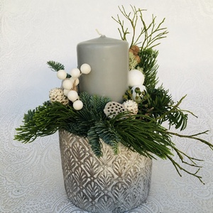 Karácsonyi asztaldísz kerámia, Karácsony, Karácsonyi lakásdekoráció, Ünnepi asztaldekoráció, Virágkötés, MESKA