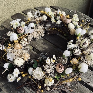 Tavaszi, húsvéti koszorú, ajtódísz, kopogtstó - otthon & életmód - dekoráció - ajtó- és ablak dekoráció - ajtódísz & kopogtató - Meska.hu