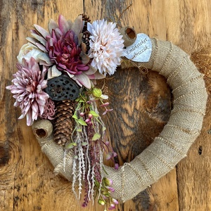 Szív sírdísz, koszorú , 30 cm, Otthon & Életmód, Vallás, Temetkezési tárgy, Sírdísz, kegyeleti dísz, Virágkötés, MESKA