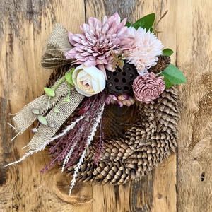 Toboz sírdísz, koszorú , 25 cm., Otthon & Életmód, Vallás, Temetkezési tárgy, Sírdísz, kegyeleti dísz, Virágkötés, MESKA