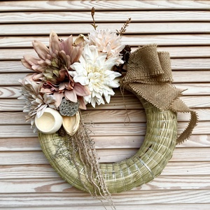 Gyékény őszi ajtódísz, koszorú , 25-30 cm, Otthon & Életmód, Vallás, Temetkezési tárgy, Sírdísz, kegyeleti dísz, Virágkötés, MESKA