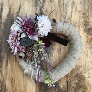 Szív alakú ajtódísz, koszorú , 30 cm - otthon & életmód - vallás - temetkezési tárgy - sírdísz, kegyeleti dísz - Meska.hu