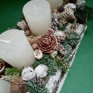 Fatörzs adventi asztaldísz, dekoráció - karácsony - adventi díszek - adventi koszorú - Meska.hu