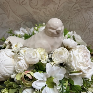 Tavaszi asztaldísz madarakkal - otthon & életmód - virágdekoráció - virágdíszek - virágdísz kaspóban - Meska.hu