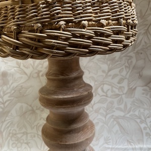 Vintage natur asztali lámpa, Otthon & Életmód, Lámpa, Asztali lámpa, , Vintage len mosott jellegű fa lámpa. 50 cm magas és 26 cm az ernyő átmérője., MESKA