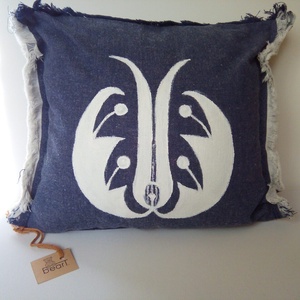 Kalotaszegi mintával festett farmer díszpárna - Meska.hu