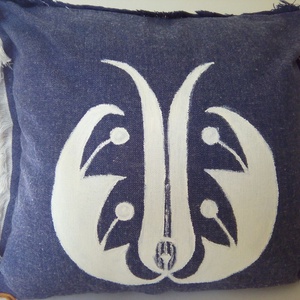 Kalotaszegi mintával festett farmer díszpárna -  - Meska.hu