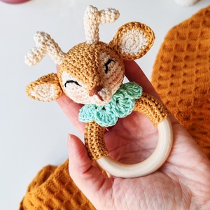 Horgolt őzike csörgő fiú, Játék & Sport, 3 éves kor alattiaknak, Csörgő, Horgolás, MESKA