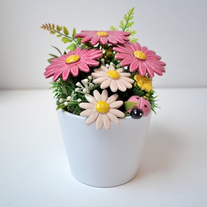 Kerámia virágcsokor kaspóban, margaréta, Otthon & Életmód, Dekoráció, Virágdísz és tartó, Csokor & Virágdísz, Kerámia, MESKA