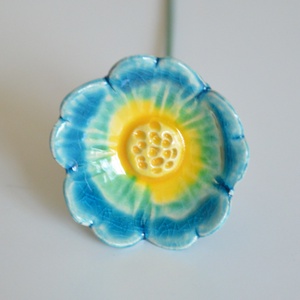 Kerámia virágcsokor, kék - otthon & életmód - virágdekoráció - virágok - virágcsokor - Meska.hu