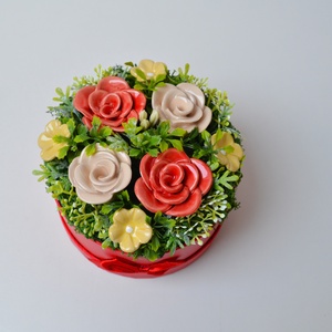 Rózsaboxok, kerámia virágcsokor, rózsacsokor, Otthon & Életmód, Virágdekoráció, Virágok, Virágbox, Kerámia, MESKA