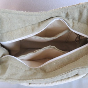 Táska, lentáska, szövet táska, natur, natural, homok, beige, nyers, egyedi, hímzett, designer - táska & tok - kézitáska & válltáska - vállon átvethető táska - Meska.hu