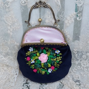 Velvet bag with embroidery. - táska & tok - kézitáska & válltáska - kézitáska - Meska.hu