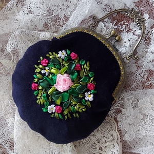 Velvet bag with embroidery. - táska & tok - kézitáska & válltáska - kézitáska - Meska.hu