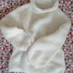 Fehér felhő. mohair pulóver. Kézzel kötött. - ruha & divat - női ruha - pulóver - Meska.hu