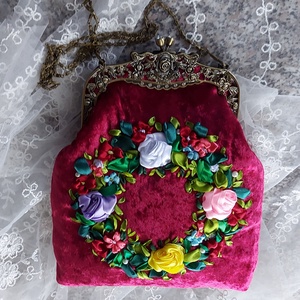 Bordó kézitáska rózsákkal. - táska & tok - kézitáska & válltáska - kézitáska - Meska.hu