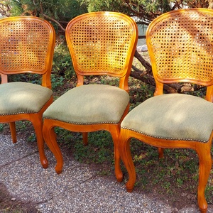 6 db vintage, francia stílusú nád háttámlás szék � felújítva - Meska.hu