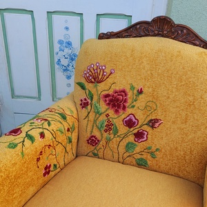 Vintage fotel, rokokó stílusban, felújítva, kézi hímzéssel - otthon & életmód - bútor - szék & fotel - Meska.hu