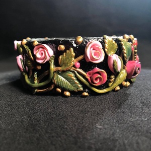 Antik hatású rózsás karkötő  - ékszer - karkötő - széles karkötő - Meska.hu