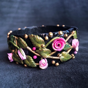 Antik hatású rózsás karkötő  - ékszer - karkötő - széles karkötő - Meska.hu