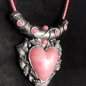 Rózsaszín szív nyaklánc - ékszer - nyaklánc - medálos nyaklánc - Meska.hu