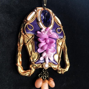 Art Nouveau stílusú lila nyaklánc - ékszer - nyaklánc - medálos nyaklánc - Meska.hu