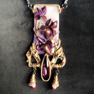 Antik hatású Art Nouveau nyaklánc, Ékszer, Medálos nyaklánc, Nyaklánc, Ékszerkészítés, Gyurma, MESKA