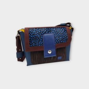 DAVIDA oldaltáska KÉK PETTYES, Táska & Tok, Kézitáska & válltáska, Válltáska, Bőrművesség, Varrás, MESKA