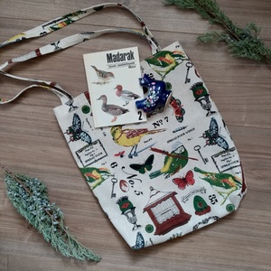 Madár világ  színes mintás, vastag anyagú válltáska - táska & tok - bevásárlás & shopper táska - shopper, textiltáska, szatyor - Meska.hu