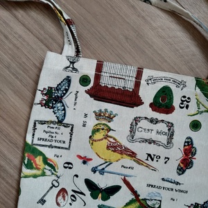 Madár világ  színes mintás, vastag anyagú válltáska - táska & tok - bevásárlás & shopper táska - shopper, textiltáska, szatyor - Meska.hu