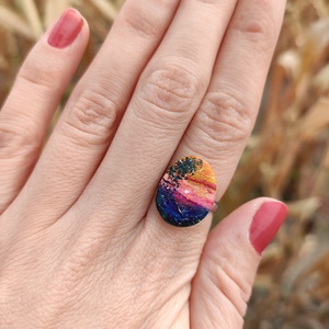 mini naplementés kézzel festett tájképes kavics  naplemente a völgyben gyűrű - ékszer - gyűrű - szoliter gyűrű - Meska.hu mini naplementés kézzel festett tájképes kavics  naplemente a völgyben gyűrű - ékszer - gyűrű - szoliter gyűrű - Meska.hu