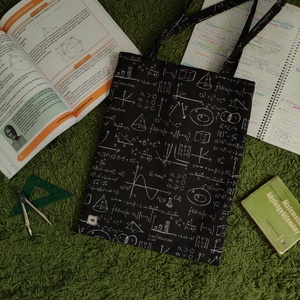 fekete matekos válltáska  szatyor játékos mintával a matematika szerelmeseinek - Meska.hu