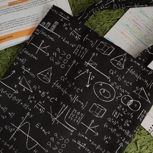 fekete matekos válltáska  szatyor játékos mintával a matematika szerelmeseinek - táska & tok - bevásárlás & shopper táska - shopper, textiltáska, szatyor - Meska.hu