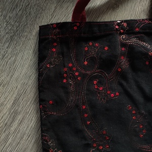 fekete kord, indamintás csinos női válltáska - táska & tok - bevásárlás & shopper táska - shopper, textiltáska, szatyor - Meska.hu