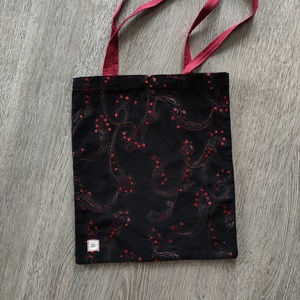 fekete kord, indamintás csinos női válltáska - táska & tok - bevásárlás & shopper táska - shopper, textiltáska, szatyor - Meska.hu