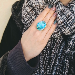kézzel festett vízililiomos kavics  Monet inspirálta gyűrű - ékszer - gyűrű - szoliter gyűrű - Meska.hu