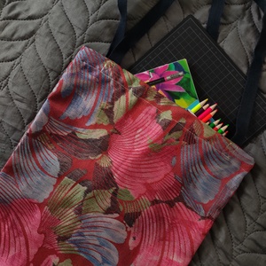 japán harmónia ihlette színes-leveles válltáska, sötét vállpánttal - táska & tok - bevásárlás & shopper táska - shopper, textiltáska, szatyor - Meska.hu