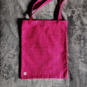 barbie rózsaszín, vastag anyagú fekete-ezüst pöttyös vászontáska - táska & tok - bevásárlás & shopper táska - shopper, textiltáska, szatyor - Meska.hu