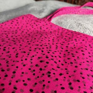 barbie rózsaszín, vastag anyagú fekete-ezüst pöttyös vászontáska - táska & tok - bevásárlás & shopper táska - shopper, textiltáska, szatyor - Meska.hu