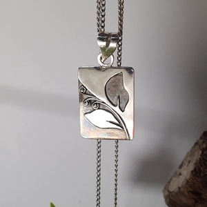 Füveskönyv - Virágos, leveles 925-ös finomságú ezüst medál  - ékszer - nyaklánc - medál - Meska.hu