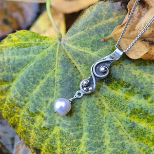 Tengermoraj - 925-ös finomságú ezüst medál, édesvízi gyönggyel - ékszer - nyaklánc - medál - Meska.hu