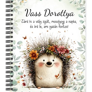 Személyre szabható - A rét mosolygós cukisága, a süni mintás A5-ös füzet, Otthon & Életmód, Papír, írószer, Jegyzetfüzet & Napló, , MESKA