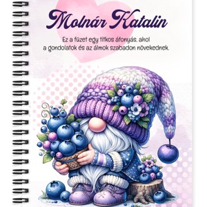 Személyre szabható - Áfonyás manó sok áfonyával mintás A6-os füzet, Otthon & Életmód, Papír, írószer, Jegyzetfüzet & Napló, , MESKA