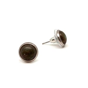 Fülbevaló lencse labradorit fém kerettel 10mm, Ékszer, Fülbevaló, Pötty fülbevaló, , MESKA