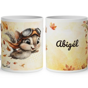 Névvel kérhető - Cuki őszi repülő mókus mintás bögre - Meska.hu